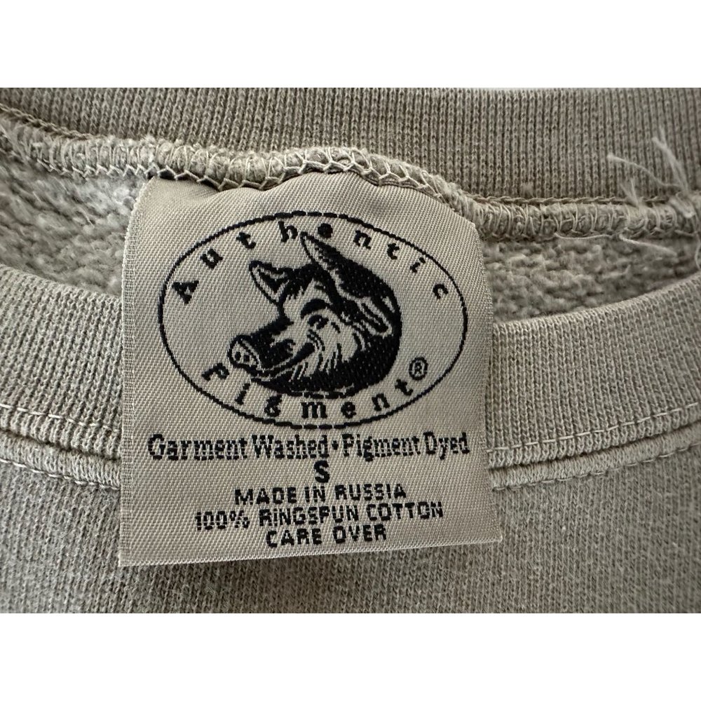 Authentic Pigment Size Small Sweatshirt Gray Embroidered Uncle Sam Patriotic - Picture 3 of 5